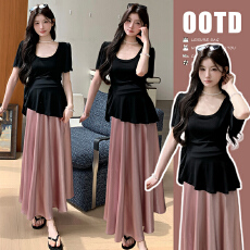 批发实拍现 <b class='q'>夏</b>季新品韩版不规则喇叭袖上衣+半身裙 套装