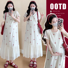 批发实拍  夏季新款圆领刺绣连衣裙<b class='q'>孕妇</b><b class='q'>连衣裙</b>