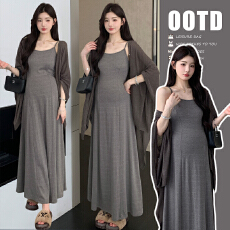 批发实拍  2026春季慵懒休闲套装吊带连衣裙+气质披肩两件套