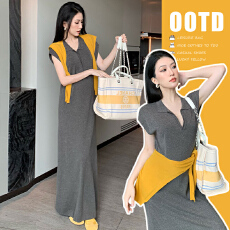 批发現货 时尚气质修身显瘦法式设计感两件套<b class='q'>连衣裙</b>