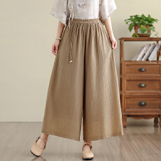批发棉麻麻阔腿裤<b class='q'>女</b>高腰垂感休闲宽松亚麻直筒<b class='q'>长裤</b>子