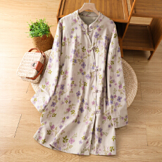 批发听花眠秋款新中式国风禅意定制花色袍子外套