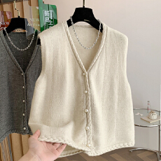 批发新款2025秋季新款灰色V领针织马甲女纯色基础款时尚背心