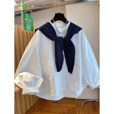 批发韩系巨好看披肩<b class='q'>衬衫</b>女长袖2026新款韩版宽松休闲白色两件套上衣秋
