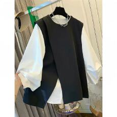 批发黑色不规则马甲<b class='q'>女</b>春秋新款高级感时髦洋气上衣超好看叠穿<b class='q'>西装</b>马甲