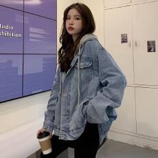 批发小个子<b class='q'>春</b>秋季牛仔外套2024新款复古ins风宽松长袖女潮ins上衣