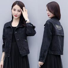 批发黑色牛仔外套女短款BF2021初<b class='q'>春</b>季新款<b class='q'>春</b>秋显瘦上衣