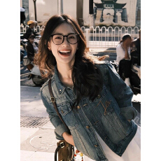 批发韩里韩气的牛仔外套女春秋新款冷淡系独特超好看小众穿搭工装夹克