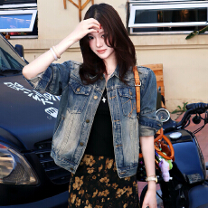 批发美式复古水洗牛仔短外套女早春新款巨好看小个子宽松百搭夹克上衣