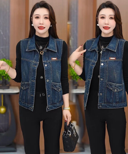 워싱 데님 조끼 여자 2026 봄 가을 새로운 패션 루즈핏 슬림해 보이는 연령 감소 작은 키 재킷
