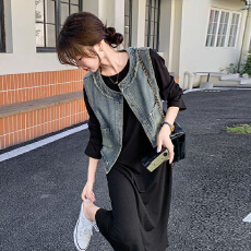 批发时尚流苏牛仔马甲外套女春夏<b class='q'>秋</b>季新款宽松减龄百搭无袖马夹上衣潮