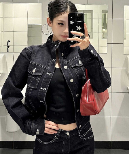 아메리칸 거리 해체 질감 데님 여성 코트 루즈핏 프로필 모양 몸매 가꾸기 슬림해 보이는 워크웨어 재킷 봄 새로운 트렌디