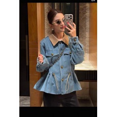 批发YOYO STEP复古翻领牛仔外套女2026新款早春精致撞色收腰<b class='q'>休闲</b><b class='q'>夹克</b>