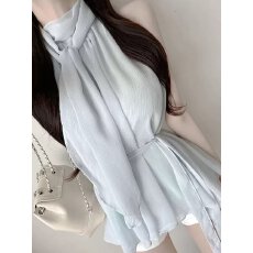 批发<b class='q'>韩国</b>东大门新品 少女甜辣风~纯欲 女人味无袖雪纺上衣