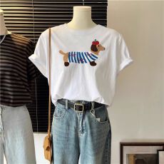 批发纯棉短袖T恤女夏2025韩版新款设计感卡通宽松<b class='q'>大码</b>oversize上衣