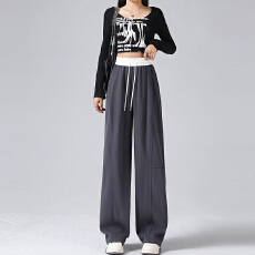 批发2026春秋新款<b class='q'>运动</b>阔腿裤女高腰宽松大码显瘦直筒慵懒休闲长卫裤子