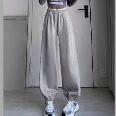 批发美式运动裤女春秋2026新款高腰阔腿卫裤小个子休闲束脚大码哈伦裤