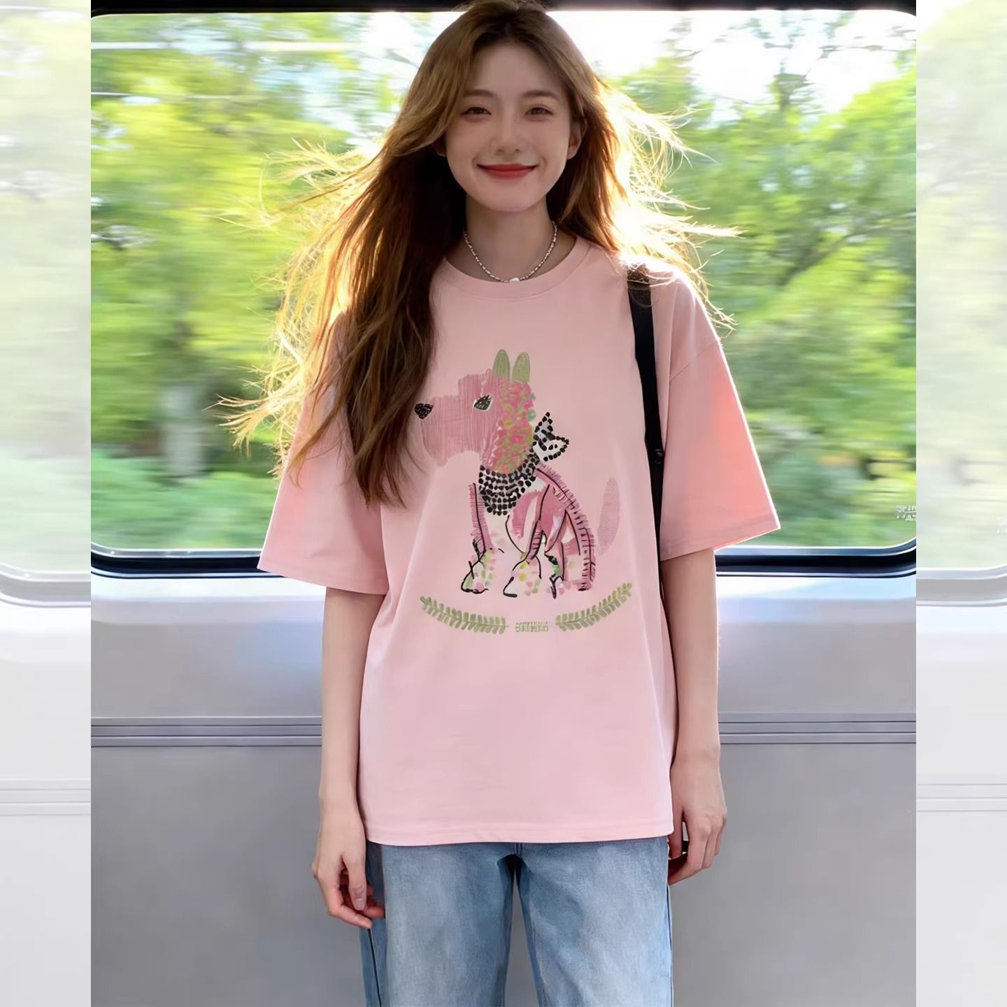 RY415# 爆款纯棉短袖t恤女2026夏季韩版新款学院风宽松大码胖mm200斤可穿