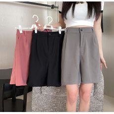 批发实拍 2026韩版新款西装五分<b class='q'>裤</b>女夏宽松大码女装高腰休闲阔腿<b class='q'>裤</b>