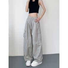 批发2026韩版工装阔腿裤女夏季大码宽松显瘦冰丝速干休闲裤运动直筒裤