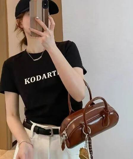 순면 40 220 그램 92 면 8 암모니아 Lun 한국 스타일 새로운 긍정적 인 어깨 반팔 티셔츠 여성 프린트 핫걸 맨위