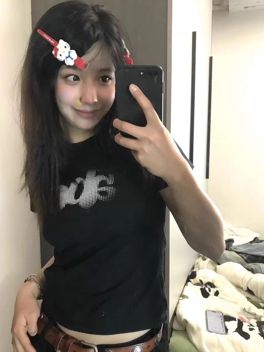 순면 40 220 그램 92 면 8 암모니아 Lun 한국 스타일 새로운 긍정적 인 어깨 반팔 티셔츠 여성 프린트 핫걸 맨위