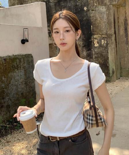 작은 대중 긍정적 인 어깨 u 칼라 반팔 여성 초여름 높은 품질 꼬집기 허리 고유 한 아름다운 연령 감소 맨위