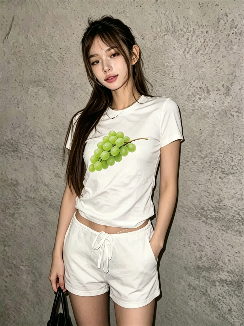 순면 40 220 그램 92 면 8 암모니아 Lun 한국 스타일 새로운 긍정적 인 어깨 반팔 티셔츠 여성 프린트 몸매 가꾸기 핫걸 맨위