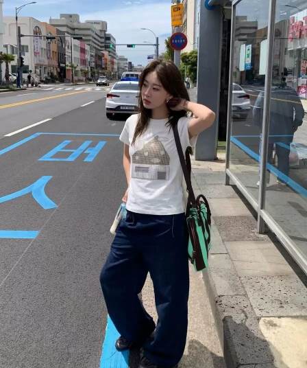 순면 40 220 그램 92 면 8 암모니아 Lun 한국 스타일 새로운 긍정적 인 어깨 반팔 티셔츠 여성 프린트 몸매 가꾸기 핫걸 맨위