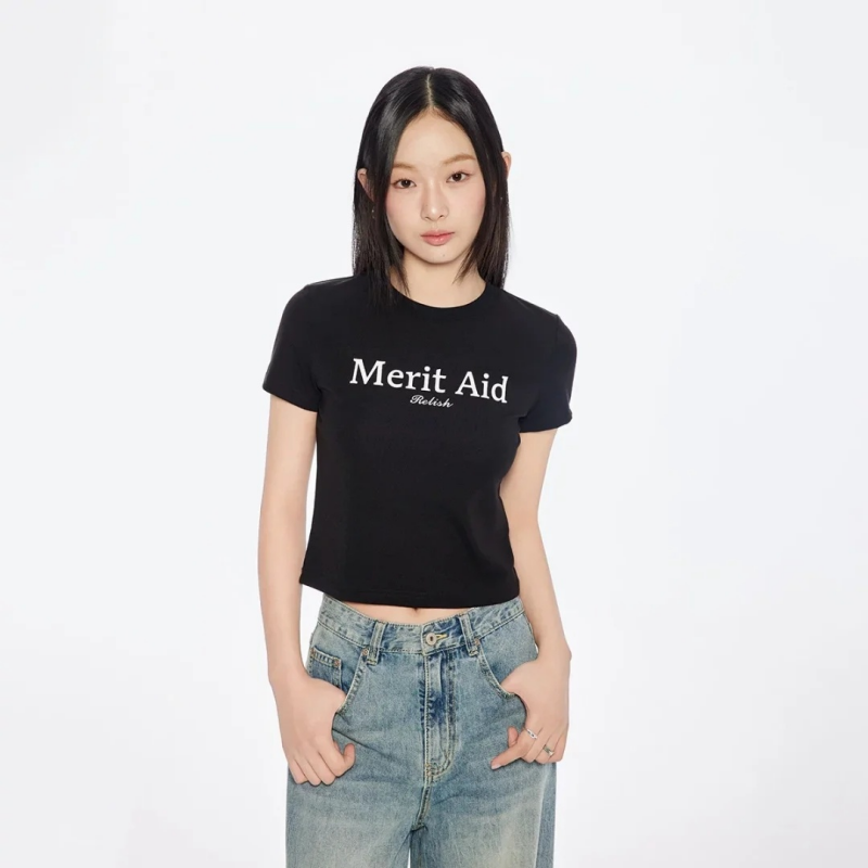 순면 40 220 그램 92 면 8 암모니아 Lun 한국 스타일 새로운 긍정적 인 어깨 반팔 티셔츠 여성 프린트 몸매 가꾸기 핫걸 맨위