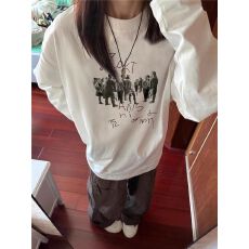 批发秋季<b class='q'>纯棉</b>长袖T恤女2026韩版新款设计感印花百搭<b class='q'>打底衫</b>上衣