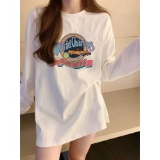 批发秋季<b class='q'>纯棉</b>长袖T恤女2026韩版新款设计感印花百搭<b class='q'>打底衫</b>上衣
