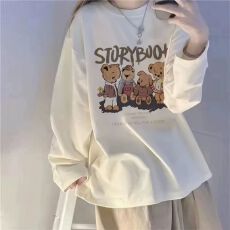 批发秋季<b class='q'>纯棉</b>长袖T恤女2026韩版新款设计感印花百搭<b class='q'>打底衫</b>上衣