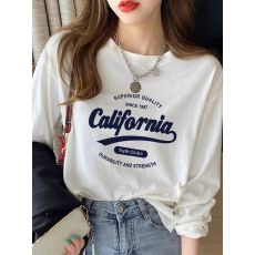 批发秋季<b class='q'>纯棉</b>长袖T恤女2026韩版新款设计感印花百搭<b class='q'>打底衫</b>上衣