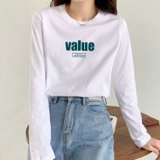 批发秋季<b class='q'>纯棉</b>长袖T恤女2026韩版新款设计感印花百搭<b class='q'>打底衫</b>上衣