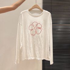批发秋季纯棉长袖T恤女2026韩版新款设计感印花百搭<b class='q'>打底衫</b>上衣