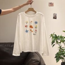 批发秋季纯棉长袖T恤女2026韩版新款设计感印花百搭<b class='q'>打底衫</b>上衣