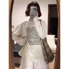 批发秋季纯棉长袖T恤女2026韩版新款设计感印花百搭<b class='q'>打底衫</b>上衣