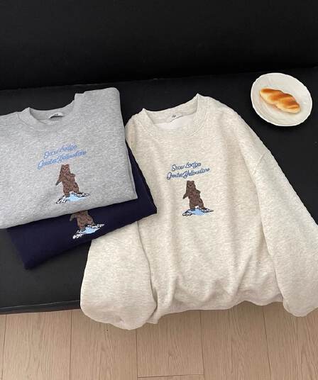 경관 그림 모방 Mianhua 면 복합 얇은 스타일 310g 털이 있는 400g 라운드 넥 후드티 여성 가을 겨울 국경 간 조수 브랜드 맨위