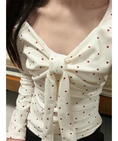한 부서 자이언트 잘 생긴 ~ 중 핫걸 도트 무늬 나비 매듭 여성 가을 겨울 인사이드 가져 가라. 가을 새로운 맨위