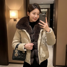 批发2026新款仿<b class='q'>狐狸毛</b>领羽绒棉服女冬韩版时尚宽松加厚派克服短款外套