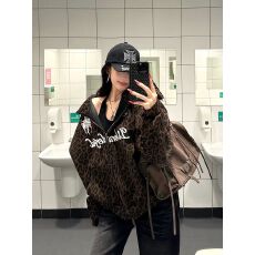 批发纯棉国潮美式豹纹贴布刺绣印花连帽卫衣男女春秋季宽松开衫外套