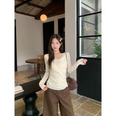 批发morning bloom温柔风低饱和长袖针织衫女秋<b class='q'>冬</b>小众交叉假两件上衣