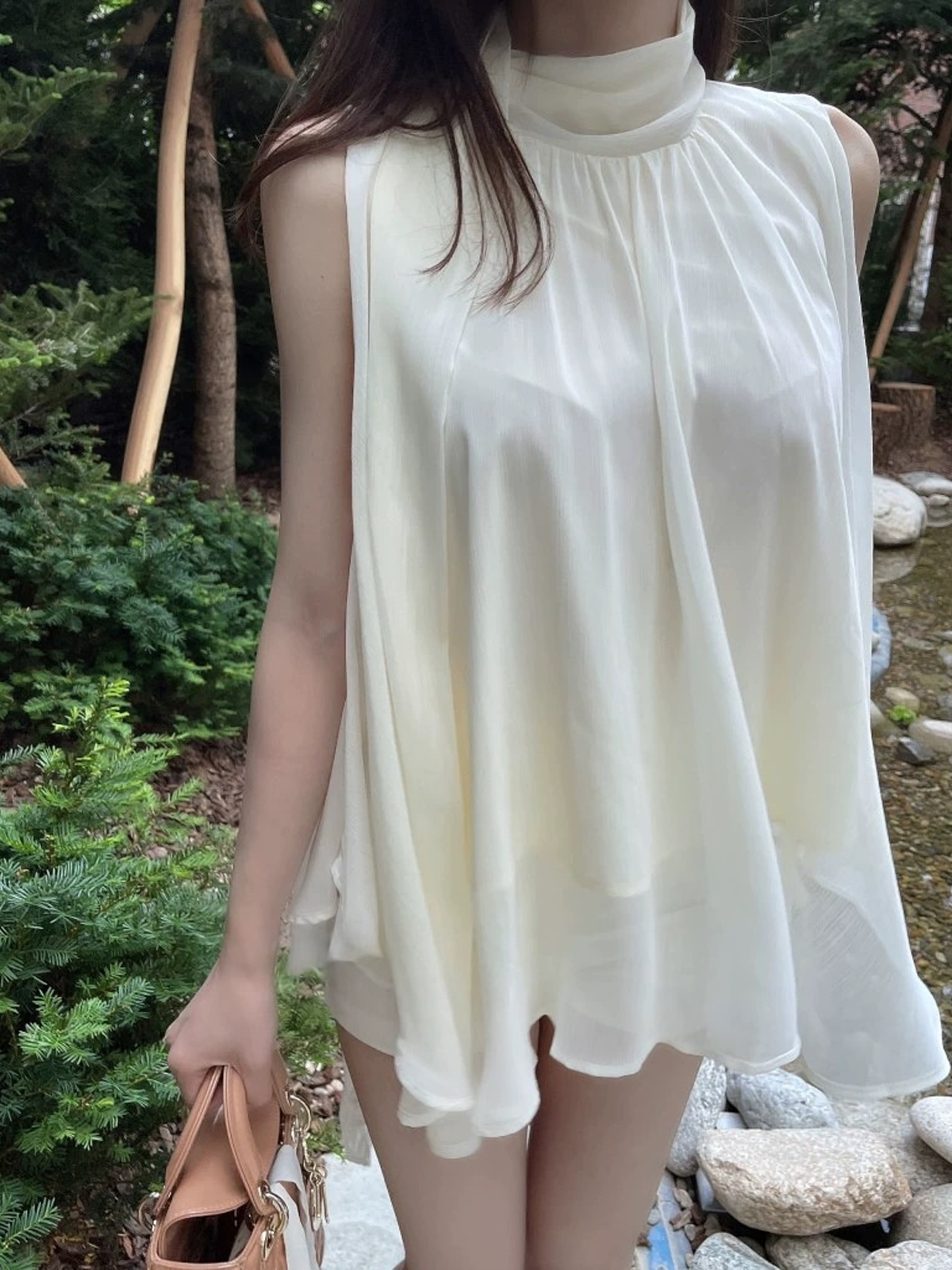 한국 동대문 신제품 옮기다 사랑 4 음과 지혜 같은 단락 허리 수축 품격 민소매 쉬폰 톱 여성