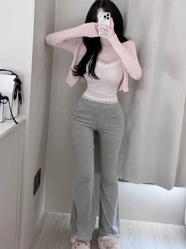한국 동대문 신제품 인력 하나 슬림해 보이는 디스플레이 다리 길이 하이웨이스트 부츠컷 캐주얼 바지