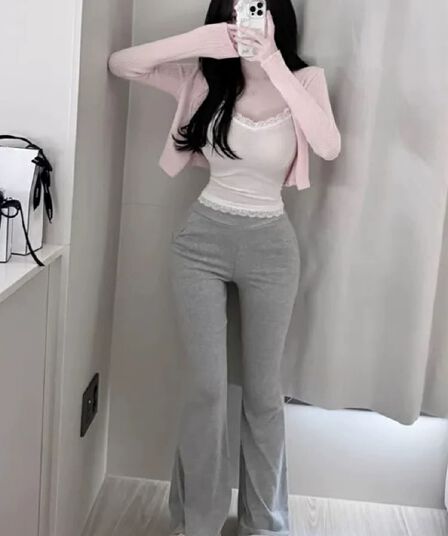 한국 동대문 신제품 인력 하나 슬림해 보이는 디스플레이 다리 길이 하이웨이스트 부츠컷 캐주얼 바지