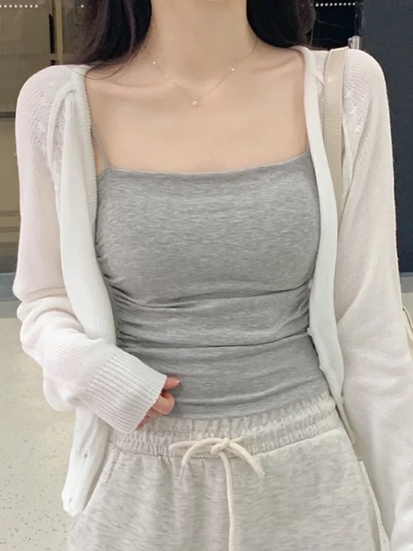 한국 동대문 신제품 봄 진짜 착용 외부 가져 가라. 부드러운 여성 슬림해 보이는 긴팔 얇은 스타일 니트 오픈 가디건