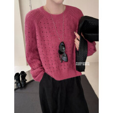 批发软糯羊毛针织衫女<b class='q'>欧洲站</b>2025秋季<b class='q'>新款</b>时尚编织纹镂空宽松套头毛衣