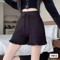 批发法式木耳边麻花针织木耳边显瘦高腰<b class='q'>短裤</b>