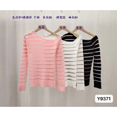 批发纯欲风斜肩<b class='q'>网纱</b>拼接针织长袖<b class='q'>上衣</b>女